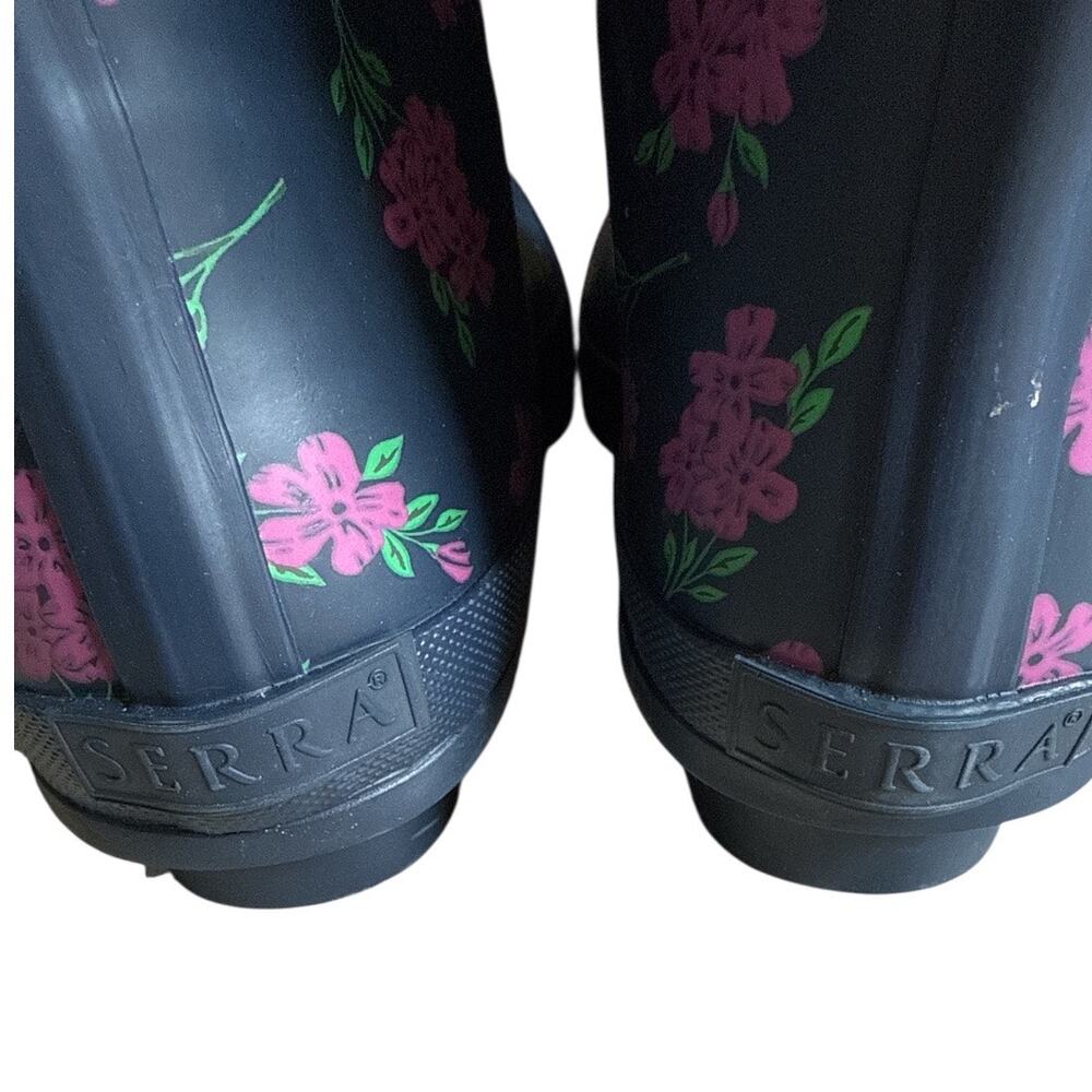 Serra Tall Rain‎ Boots Navy Floral Adjustable Size 9 - Picture 5 of 6